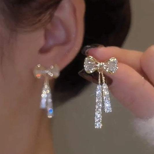 Crystal Bow Tassel Drops