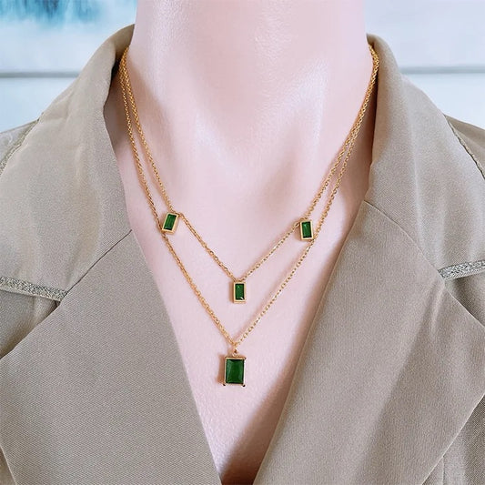 Emerald Radiance Layered Necklace