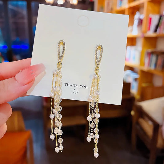 Pearl Cascade Korean Earrings