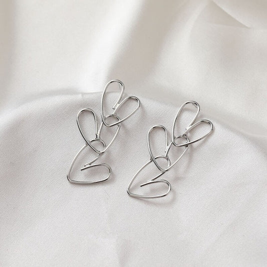 Retro Romance Heart Studs - silver