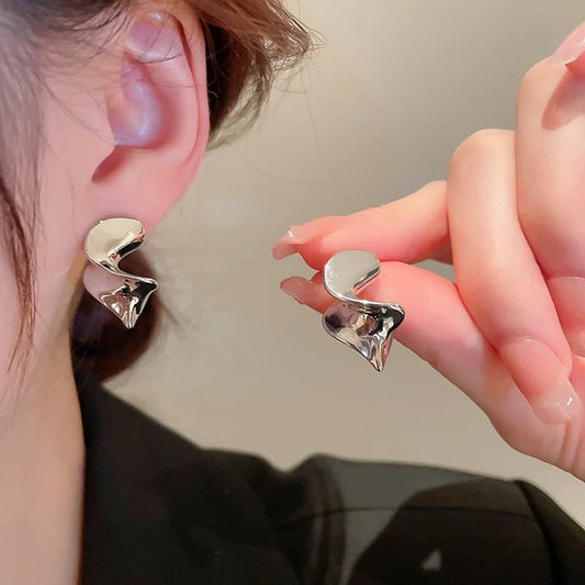 Twisted Harmony Stud Earrings - Silver