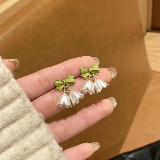 Bow &amp; Flower Drop Earrings