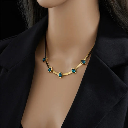 Vintage Blue Rhinestone Necklace