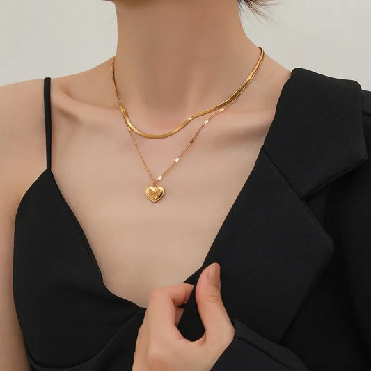 Double Layer Love Heart Necklace