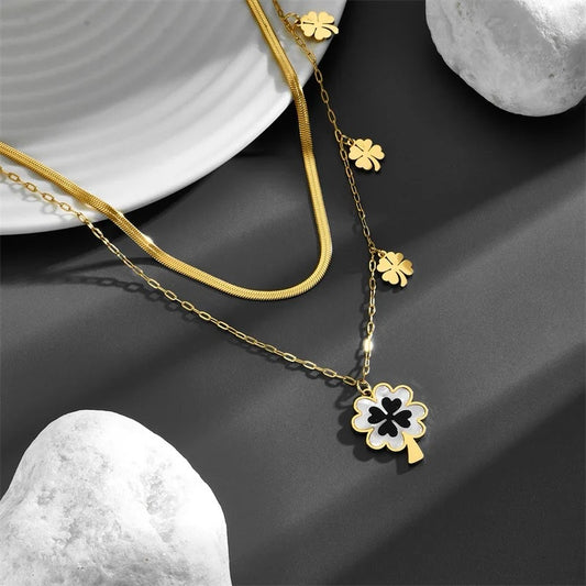 Four-Leaf Blade Chain Necklace