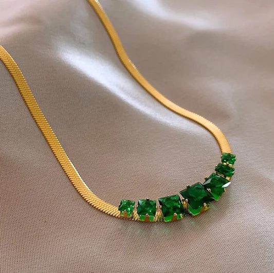 Emerald Green Chain Necklace