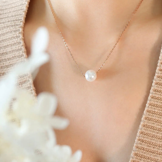 Pearl Pendant Necklace - Rose Gold