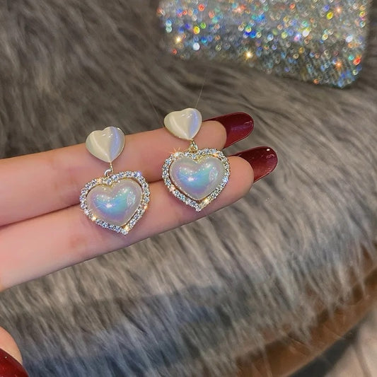 Rhinestone Heart Drop Earrings
