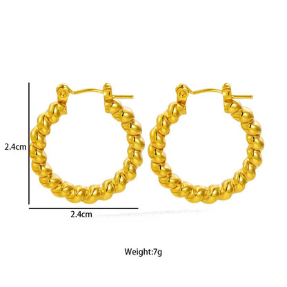 18K Gold Plated Twisted Rope Hoop Earrings – Waterproof, Hypoallergenic Jewellery by ThePandaStoree
